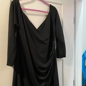 Plus cross wrap ruched detail Bardot dress